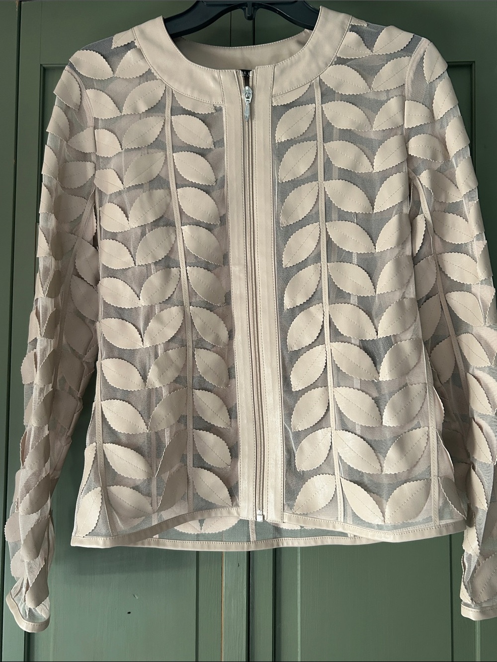 bagatelle Cream Leaf-Pattern Zip Front Jacket